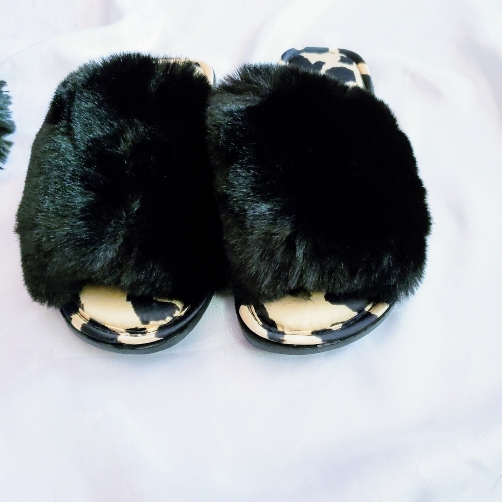 ASOS Slipper Black Animal Print SIZE LARGE 9 10